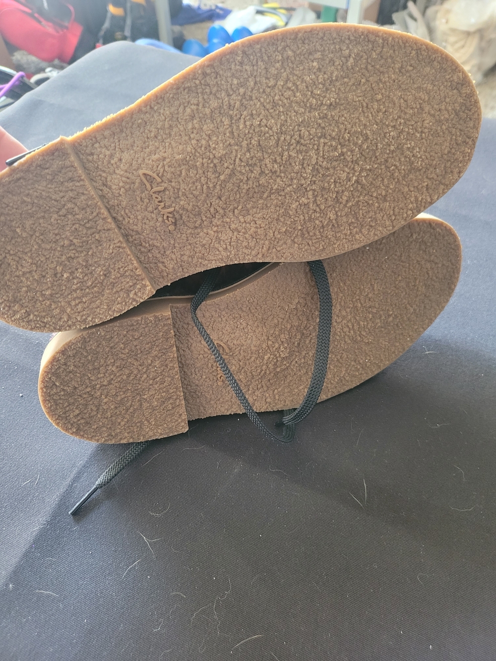 Clarks Black Suede Chukka Boots with Brown Accent - Picture 4 of 6